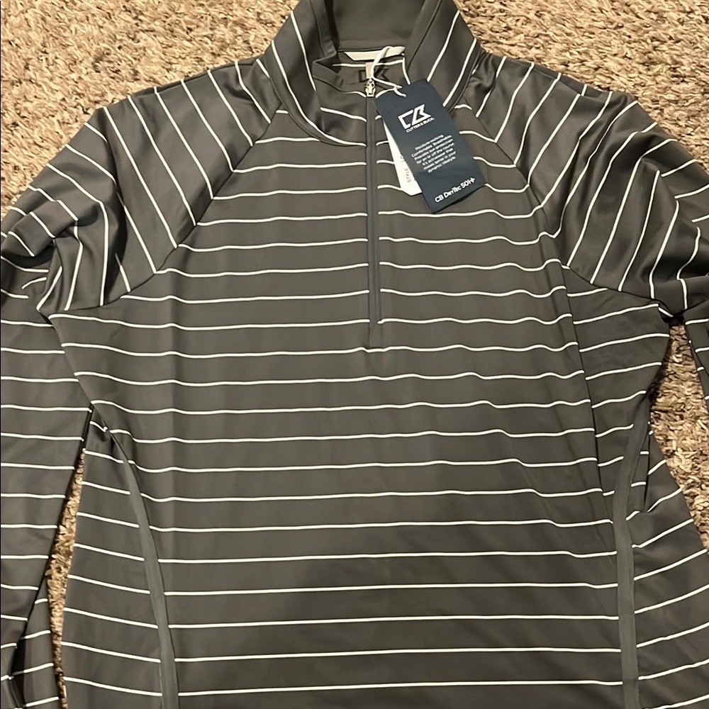 Cutter & Buck Charcoal Striped Half-Zip Pullover